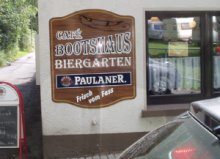 Wandschild als Biergartenwerbung